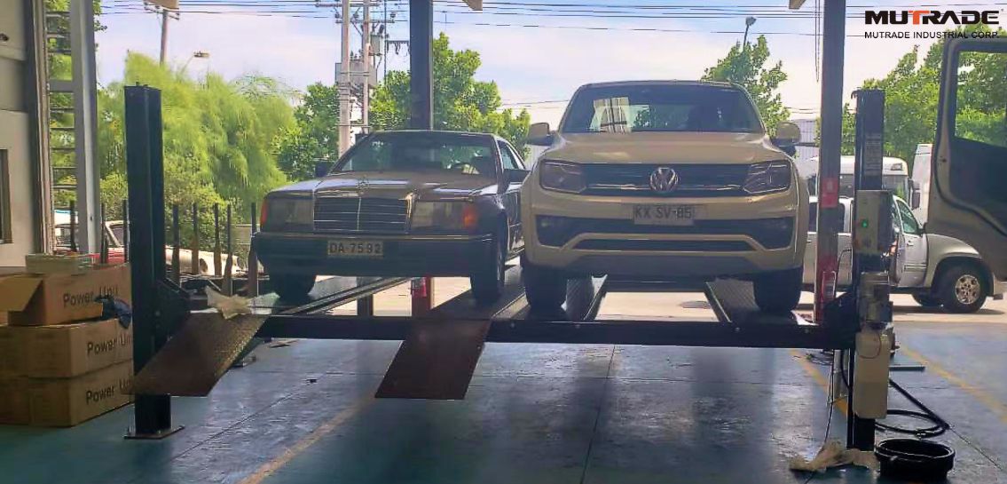 FPP-2T Four Post Twin Platform Car Parking Lift 4-стоечный гидравлический парковочный подъемник Mutrade CE TUV EAC, высокое качество, цена в Китае, гаражное оборудование